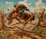 Olaf Wieghorst, Bustin’ Out, Oil on canvas