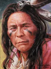 David Yorke, Plains Warrior, Oil on board