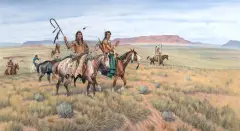 Paul Sollosy, Knights of the Plains, Oil on canvas