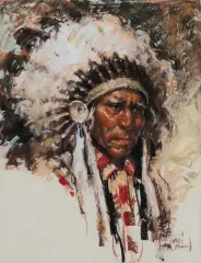 Harley Brown, Chief Bull Plume, Pastel