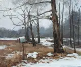Kyle Ma, Winter Forest, Oil on board
