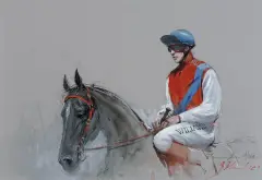 Joseph Zbukvic, Horse and Jockey, Watercolor