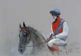 Joseph Zbukvic, Horse and Jockey, Watercolor