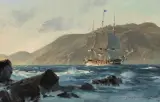 Christopher Blossom, US Frigate Congress Entering San Francisco, 1886, Oil on board