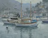 Ralph Oberg, Avalon Harbor, Oil on board