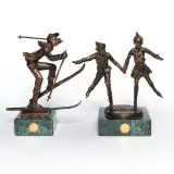 Dennis V. Smith, Set of two: Together on the Glass, cast 122/5000; Christmas Skis, cast 316/5000, Bronze
