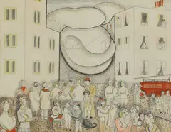 Margaret Craighead, Untitled, pen and ink and watercolour 38.5 x 49cm