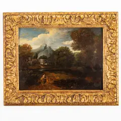 Johannes Glauber, Paesaggio, oil on panel