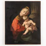 Nicolò Grassi, Madonna con il Bambino, oil on canvas