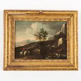 Jacob de Heusch, Paesaggio con uomo a cavallo, oil on canvas