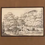 Il Gigante di Pratolino a Villa Demidoff / Firmato G Gherardi fe. in basso a destra / Inscritto: Le Géant de Pratolino, mine de plomb par Gherardi achetée à Florence en 1830 by Giuseppe Gherardi, pencil on paper applicata on paper, offered Mar 2023