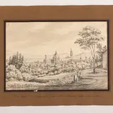 Vista di Firenze dal giardino di Boboli / Firmato G Gherardi fe. in basso a sinistra by Giuseppe Gherardi, pencil on paper applicata on paper, offered Mar 2023