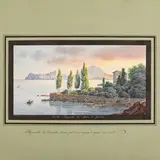 Giuseppe Cominotti, Gaeta disegnata da Mola di Gaeta, 1830 / Firmato G Cominotti in basso a destra, watercolour on paper applicata on paper
