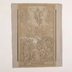 Studio per pala d'altare raffigurante l'ascensione di Cristo / Inscritto in basso a sinistra: Francesco Coghetti di Bergamo by Francesco Coghetti, pencil and biacca on paper applicata on paper, offered Mar 2023