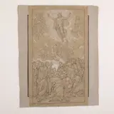 Francesco Coghetti, Studio per pala d'altare raffigurante l'ascensione di Cristo / Inscritto in basso a sinistra: Francesco Coghetti di Bergamo, pencil and biacca on paper applicata on paper