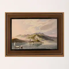 Isola di San Giuliano del Lago d'Orta / Siglato DG e datato 1831 in basso a destra by Giovanni Battista de Gubernatis, watercolour on paper applicata on paper, offered Mar 2023