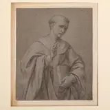 Santo by Francesco Baratta, charcoal and biacca on paper applicata on paper, offered Mar 2023