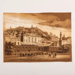 Camille Roqueplan, Veduta di Villa Rosazza detta lo Scoglietto, ink and acquerello on paper