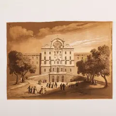 Camille Roqueplan, Veduta dell'Albergo dei poveri, ink and acquerello on paper