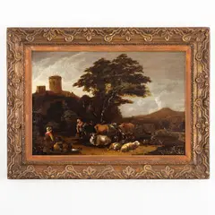 Cornelis Saftleven, Paesaggio con armenti, oil on panel