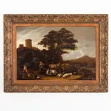 Cornelis Saftleven, Paesaggio con armenti, oil on panel