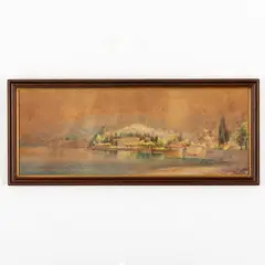 Ercole Calvi, Verona, 1824 - 1900 / Veduta lacustre / Firmato E Calvi in basso a sinistra, Acquarello su carta