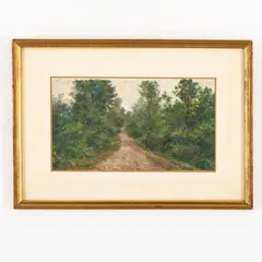 Silvio Poma, Trescore Balneario, 1840 - Turate, 1932 / Strada di campagna con alberi / Paesaggio montano / Firmato S Poma in basso a destra e sinistra, oil on canvas