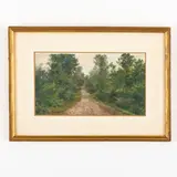 Silvio Poma, Trescore Balneario, 1840 - Turate, 1932 / Strada di campagna con alberi / Paesaggio montano / Firmato S Poma in basso a destra e sinistra, oil on canvas