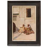 Alberto Rossi, Torino, 1858 - 1936 / Sosta davanti a una porta orientale / Firmato A Rossi in basso a sinistra, oil on panel