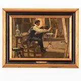 Achille Beltrame, Arzignano, 1871 - Milano, 1945 / Il pittore nello studio / Firmato A Beltrame in basso a destra, oil on cardboard