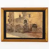Vercelli, 1866 - Milano, 1946 / Strada di paese in Valsesia / Firmato Giuseppe Galli e datato 44 in basso a destra by Giuseppe Galli, Acquarello su carta, offered Mar 2023