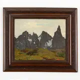 Oreste Albertini, Torre del Mangano, 1887 - Besana, 1953 / Paesaggio di montagna / Firmato O Albertini in basso a destra, oil on cardboard