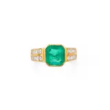 Emerald And Diamond Ring A Gold, Senza titolo