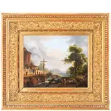 Alessandria, 1785 - Milano, 1837 / Veduta lombarda con chiesa romanica e torrente / Firmato Migliara in basso al centro by Giovanni Migliara, oil on canvas, offered Sep 2022