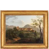 Alessandria, 1785 - Milano, 1837 / Scorcio con paese di montagna / Tracce di firma in basso a sinistra by Giovanni Migliara, oil on canvas, offered Sep 2022