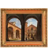 Alessandria, 1785 - Milano, 1837 / Cortile della Basilica di Sant'Ambrogio / Firmato Gio Migliara in basso al centro by Giovanni Migliara, oil on canvas, offered Sep 2022