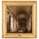 Alessandria, 1785 - Milano, 1837 / Interno del Santuario di Santa Maria dei Miracoli presso San Celso / Firmato Gio Migliara fe. e datato 1820 in basso a destra by Giovanni Migliara, oil on canvas, offered Sep 2022