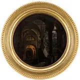 Giovanni Migliara, Alessandria, 1785 - Milano, 1837 / Atrio di un convento di notte