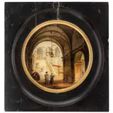 Giovanni Migliara, Alessandria, 1785 - Milano, 1837 / Cortile di Palazzo Ducale a Venezia / Firmato Gio Migliara sul retro