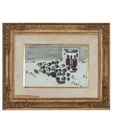Ferrara 1896 ; Milano 1956 / Natura morta con bicchiere di vino e uva, 1953 by Filippo de Pisis, oil on canvas, offered Jul 2022