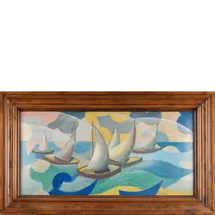 Corleone 1896 ; Palermo 1964 / Barche in regata, 1926-27 by Pippo Rizzo, oil on cardboard, offered Jul 2022