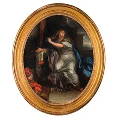 François Perrier, Maddalena penitente, oil on canvas ovale
