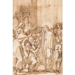Giulio Benso, Santa Francesca Romana cura un bambino, Penna