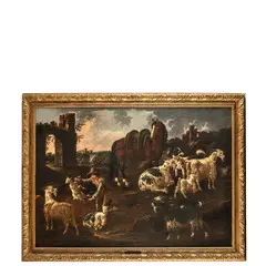Cajetan Roos, Scena pastorale, oil on canvas