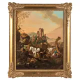 Paesaggio romano con rovine by Johann Melchior Roos, oil on canvas, offered Jun 2022