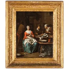 Jan Baptist Lambrechts, Scena di cucina, oil on canvas