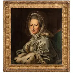 Ritratto di dama con manicotto e cappotto bordato di ermellino (la signora Martha Noble?) by Alexander Roslin, oil on canvas, offered Jun 2022