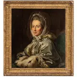 Alexander Roslin, Ritratto di dama con manicotto e cappotto bordato di ermellino (la signora Martha Noble?), oil on canvas