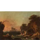 Paesaggio con figure by Francesco Fidanza, oil on canvas, offered Jun 2022