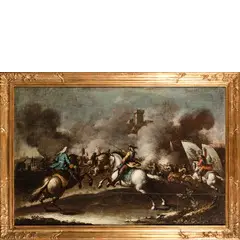 Coppia di battaglie by Francesco Simonini, oil on canvas, offered Jun 2022